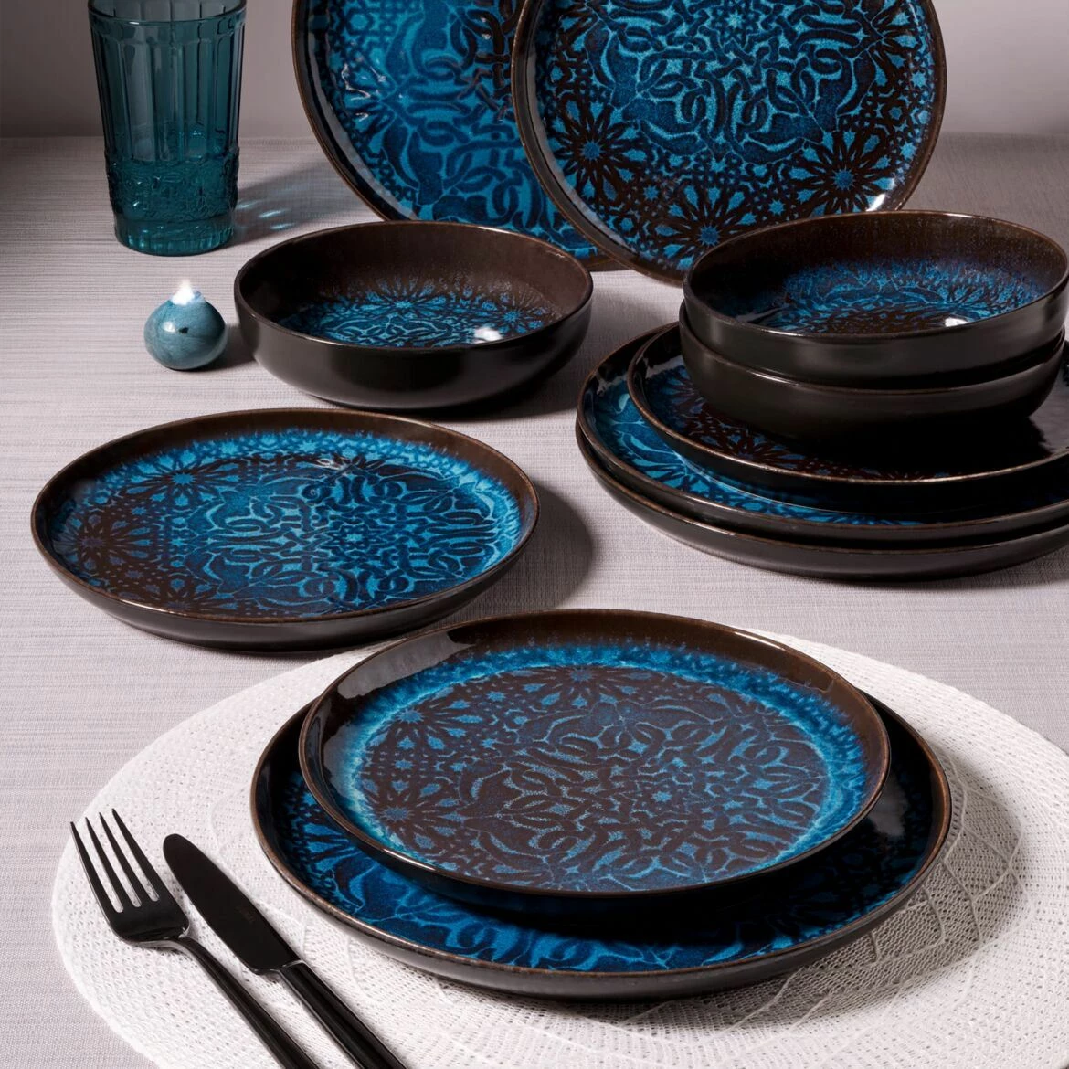 Set pjatash darke 12 copë, Hermia Concept, GBSBLB12Y1VR12132