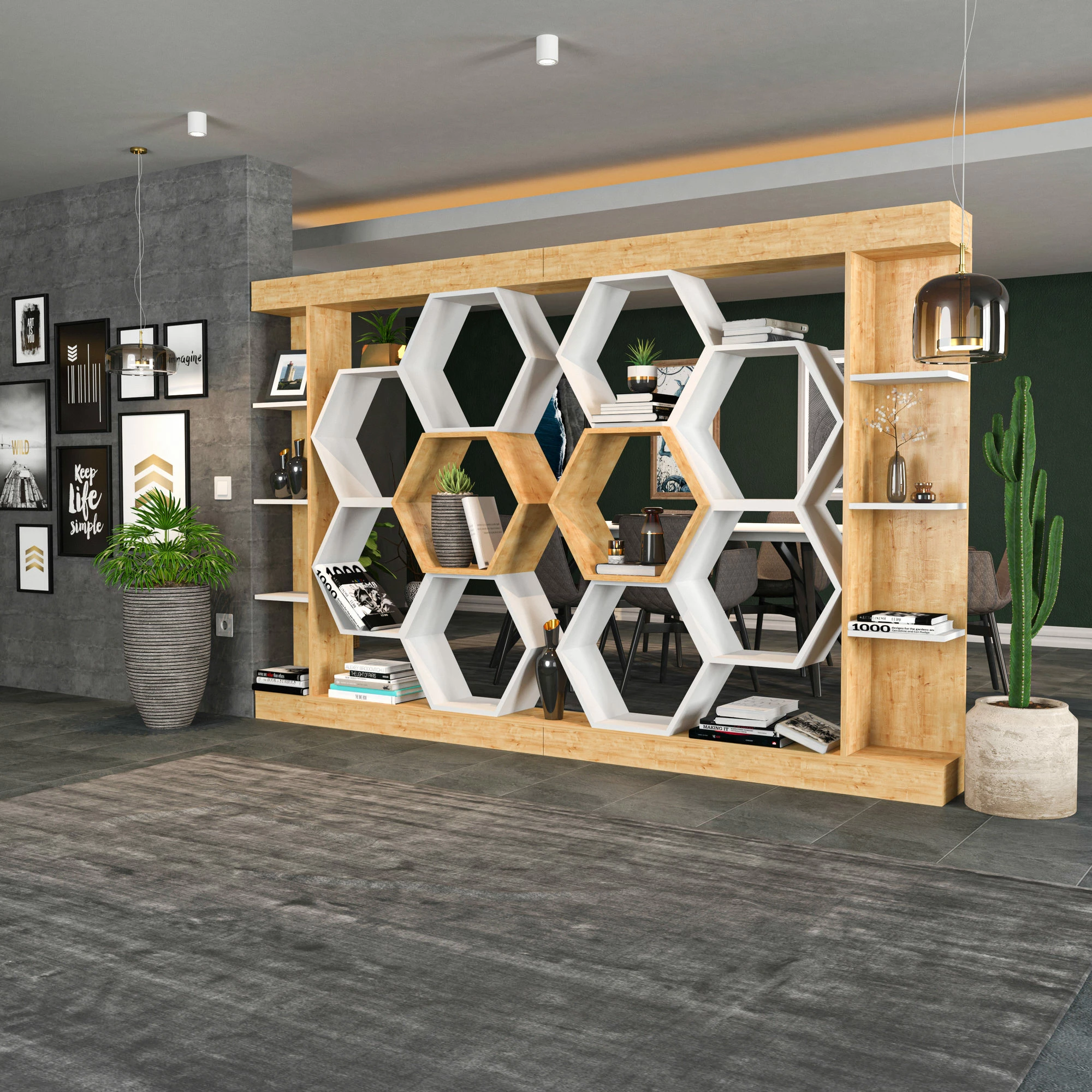 Raft librash Hanah Home, Sueno, i bardhë dhe lis