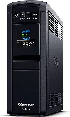 UPS CyberPower CP1200EIPFCLCD, 1200VA/720W, sine wave, LCD, 6 prizë, e zezë