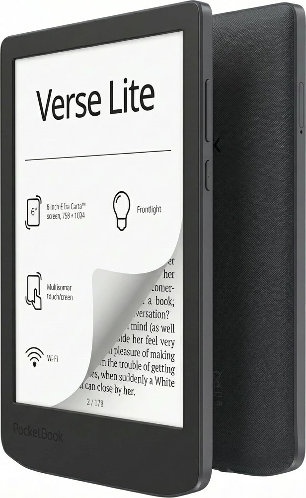 Lexues elektronik PocketBook Verse Lite, 6" E Ink Carta, Wi‑Fi, Frontlight, Midnight Grey