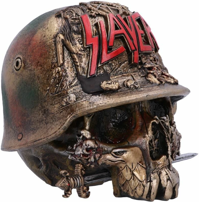 Kuti dekorative Nemesis Now Slayer Skull, rezinë, 17.5 cm, bronzë me të kuqe