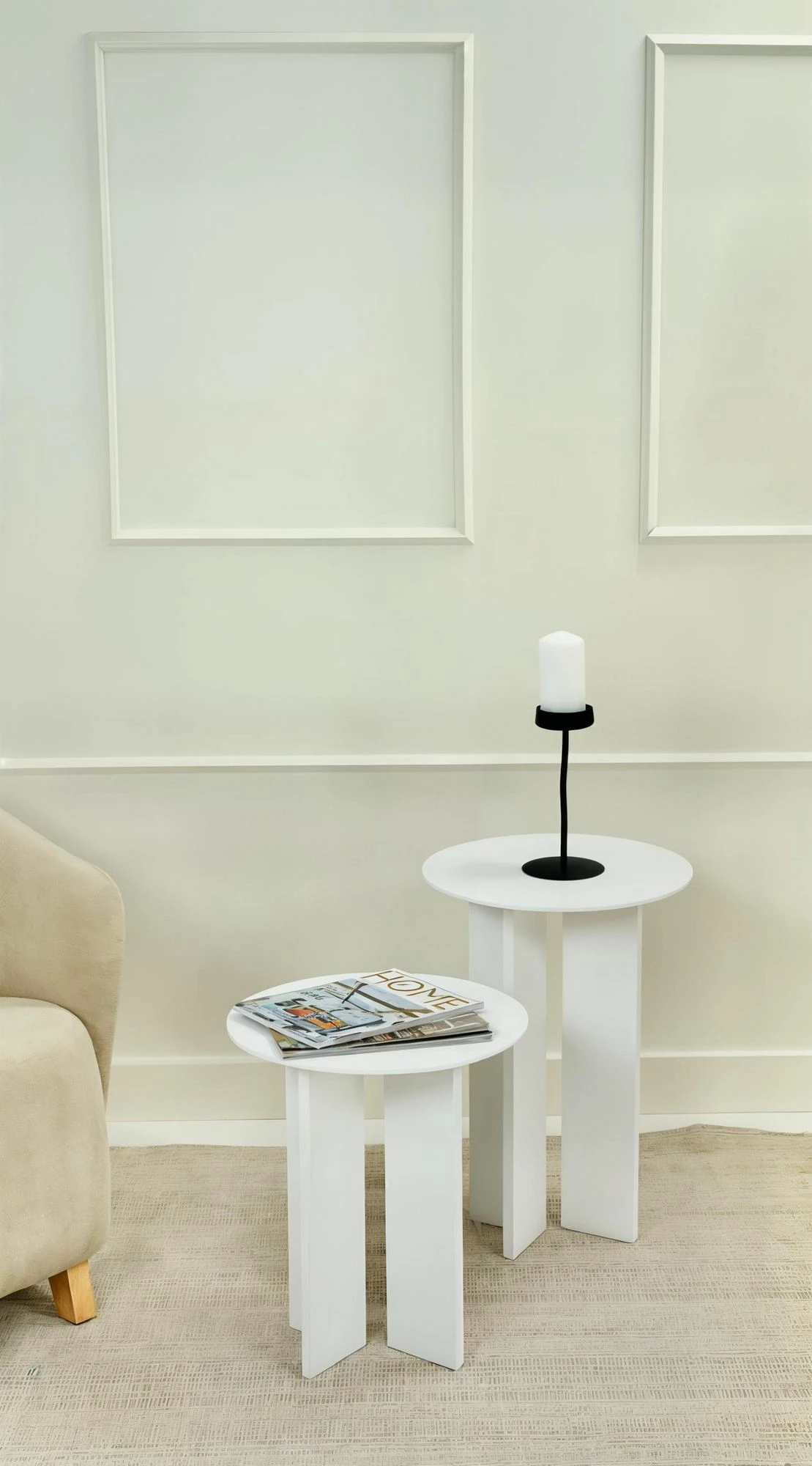 Set tavolinash kafeje Skye Decor, Leo (55 + 45), e bardhë