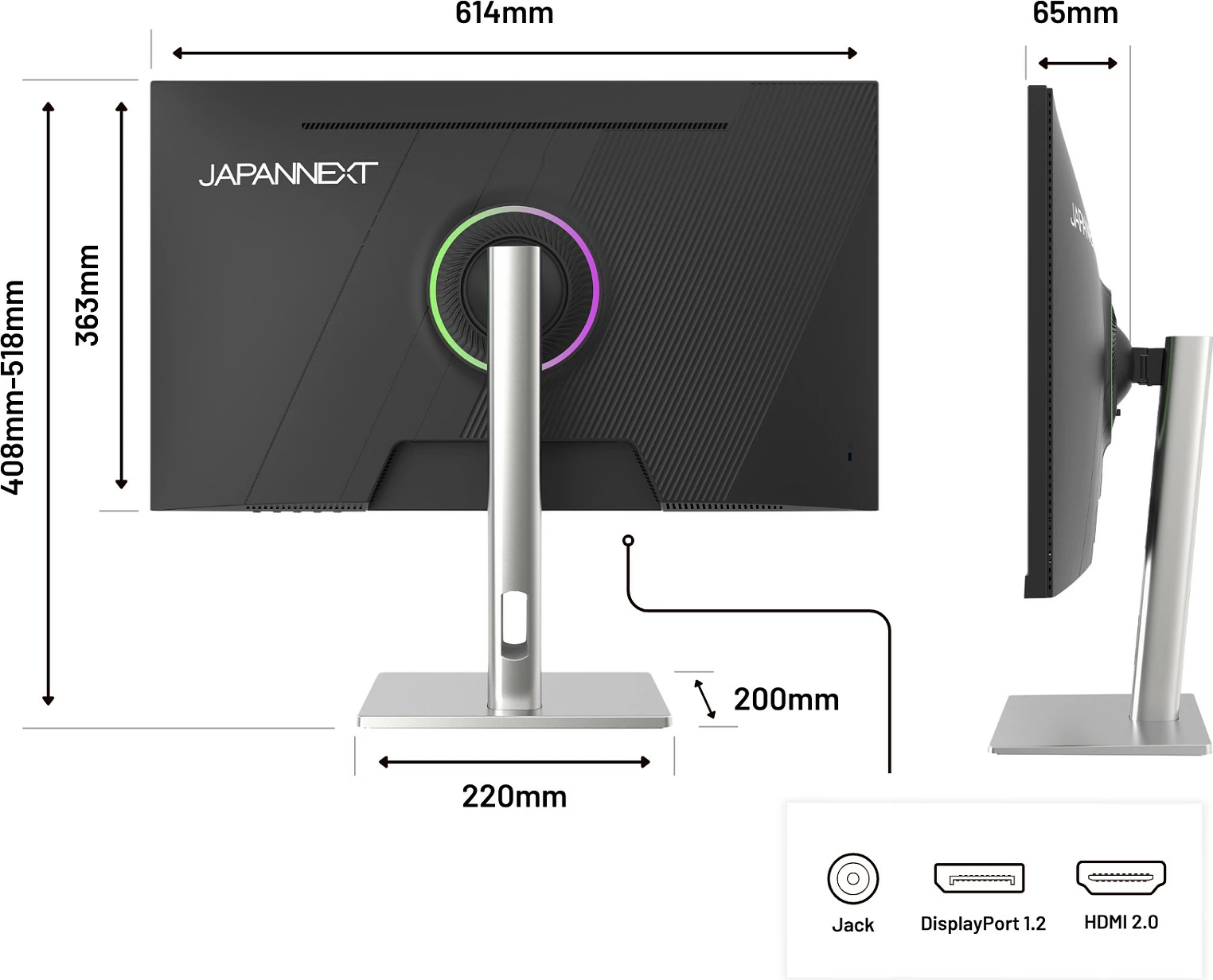 Monitor gaming JapanNext 27" Full HD 1920x1080, FreeSync, altoparlantë, zi/argjendtë