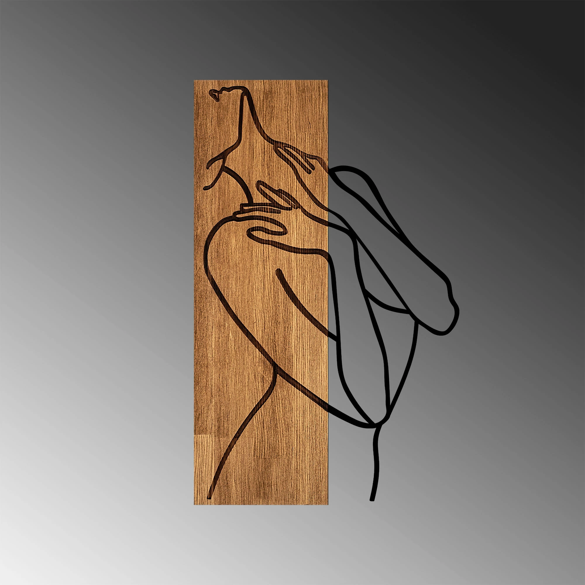 Aksesor dekorativ për mur, dru arre, metal i zi, Wallity MA-297, 58x36cm