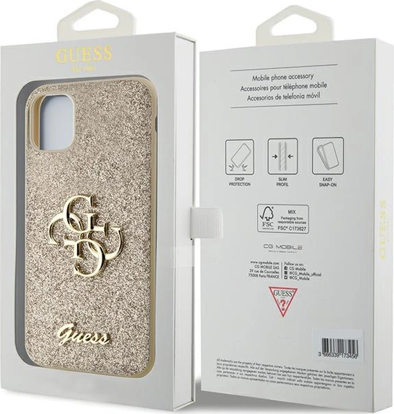 Mbështjellës Guess GUHCN61HG4SGD për iPhone 11/XR, Glitter Script Big 4G, Ari