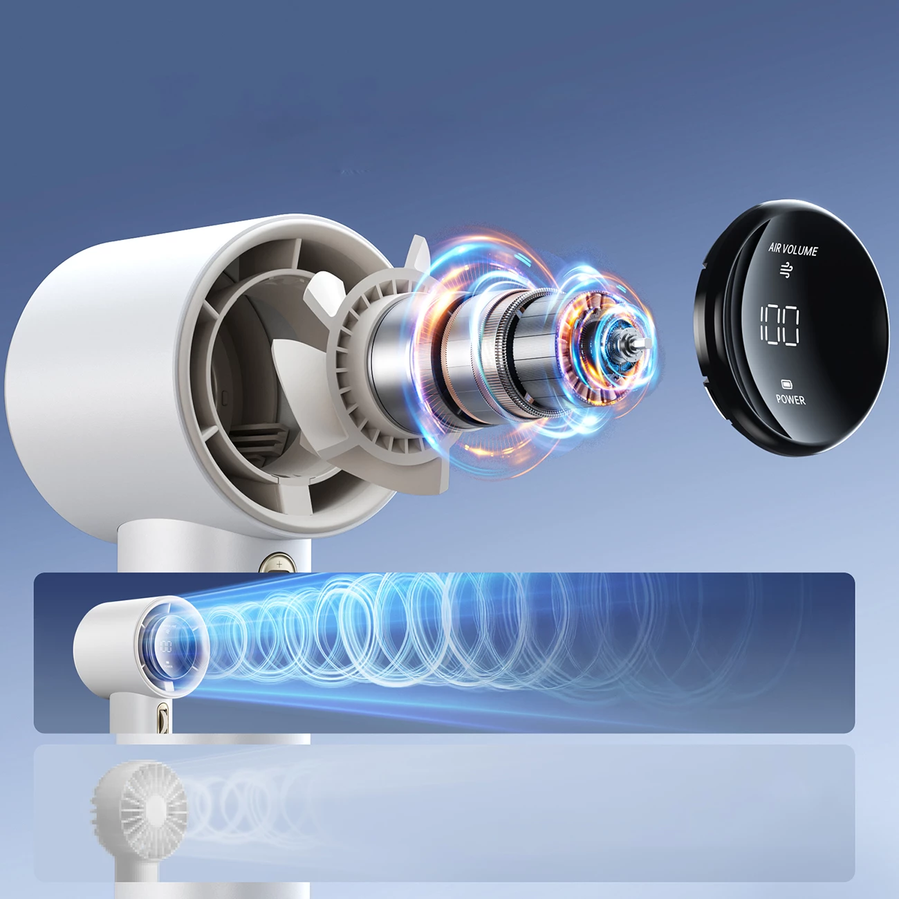 Ventilator dore Jisulife Pro1 FA53, 3600 mAh, ekran LED, USB-C, i bardhë