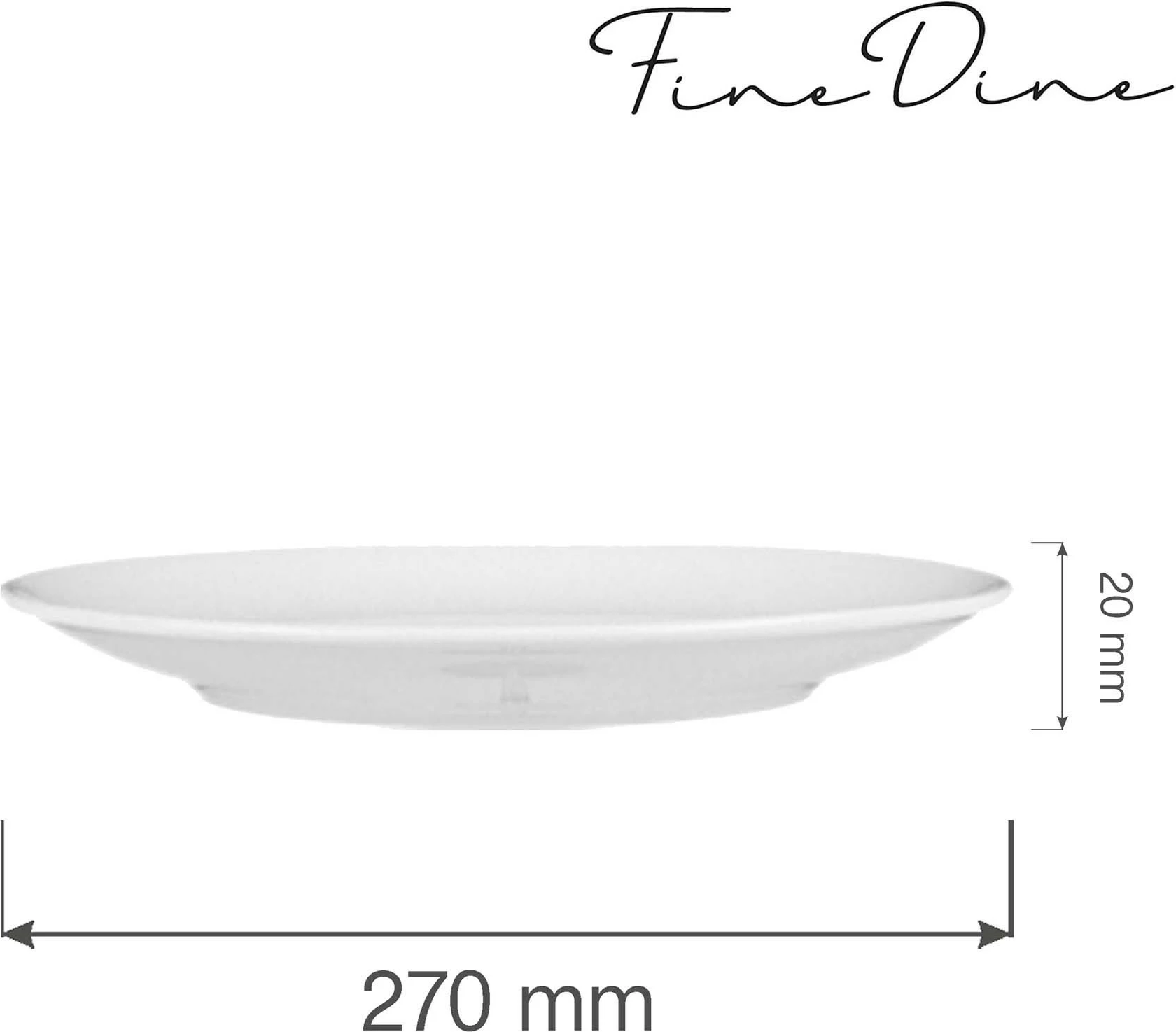 Pjatë e sheshtë Fine Dine Bianco Ø270 mm, e bardhë, set 6 copë