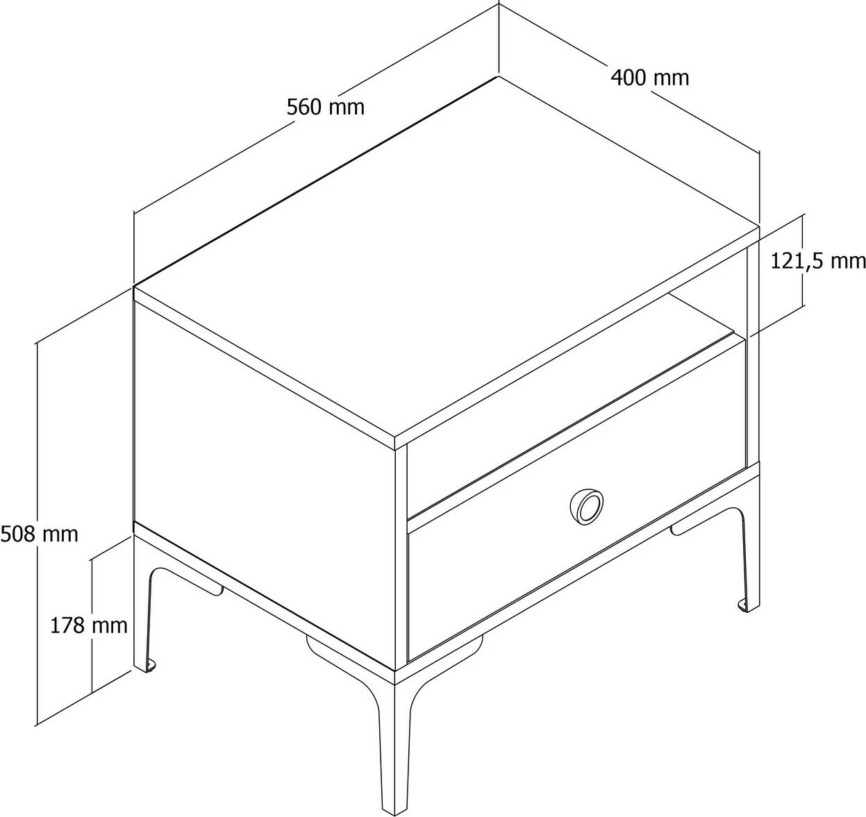 Komodinë moderne për dhomë gjumi, ngjyrë e bardhë, Lizbon 535