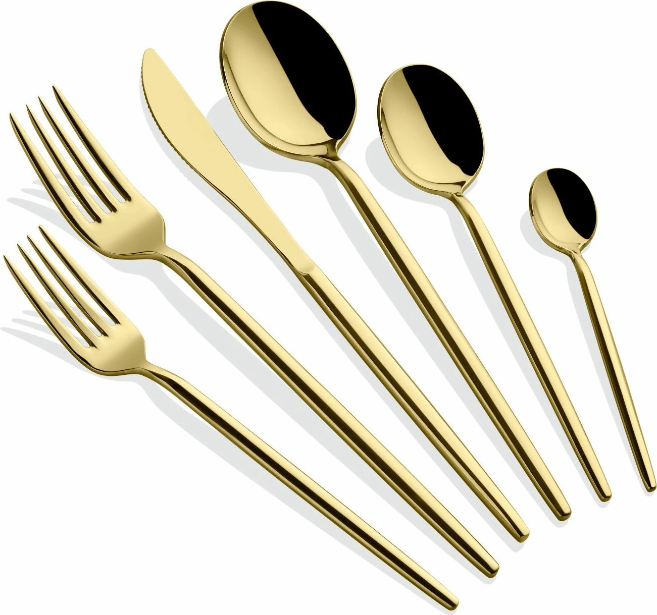 Set lugësh, pirunësh dhe thikash, 36 copë, Hermia Almeria, ngjyrë ari