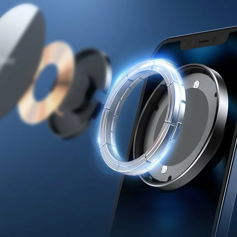 Mbajtës magnetik Baseus WXJN-01 me karikues wireless 15 W, MagSafe, për iPhone, i zi