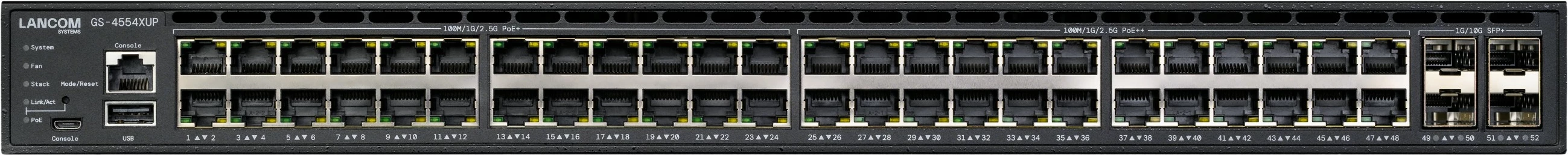 Switch LANCOM GS-4554XUP, Managed, Layer 3, 2.5G Ethernet, PoE++, 1U rackmount