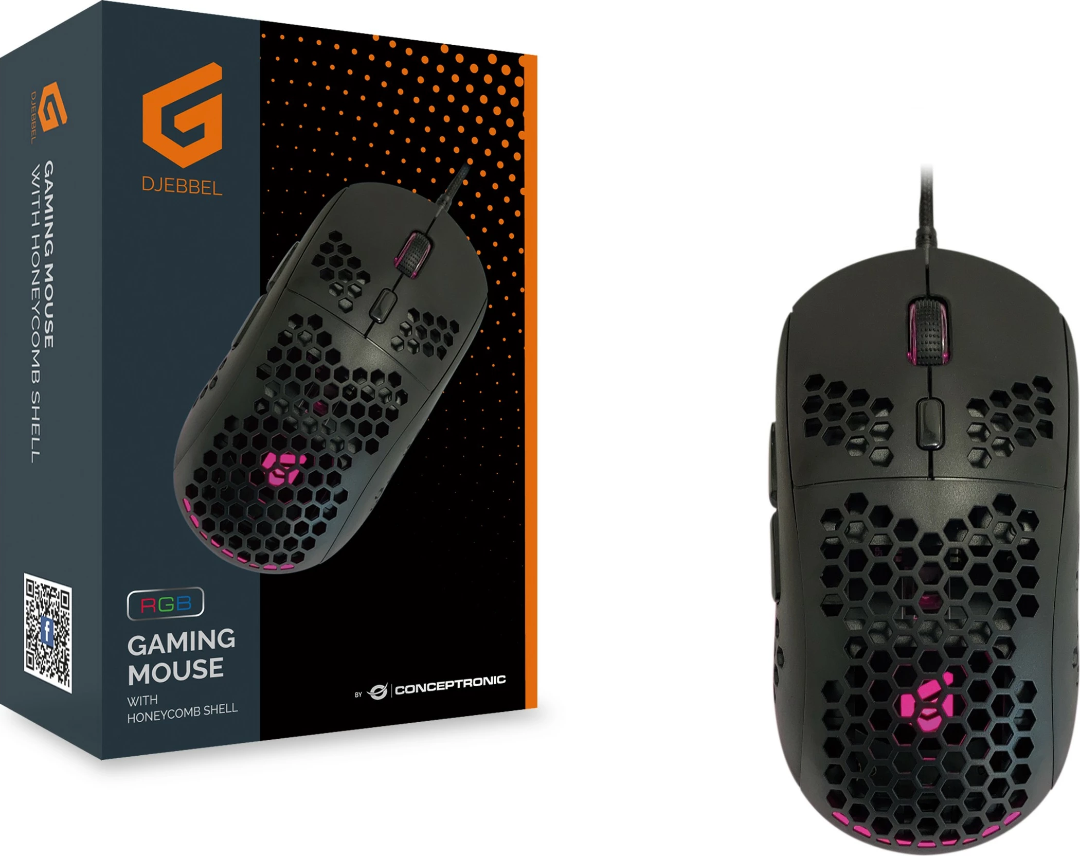 Maus gaming Conceptronic DJEBBEL04B, 6400 DPI, i zi, ndriçim multi