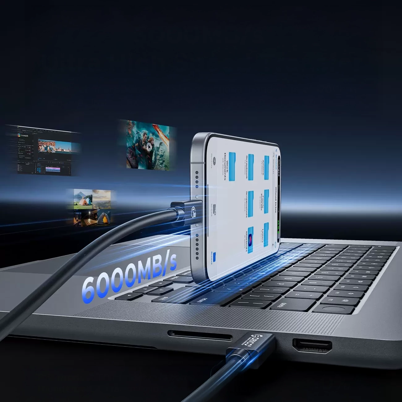 Kabllo USB-C në USB-C, Orico TBZ5-20-BK, Thunderbolt 5/USB4 80Gbps, PD 240W, 2m, DisplayPort 2.1, e zezë