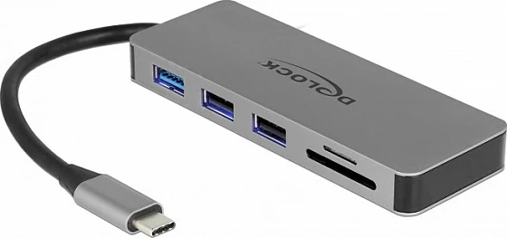 Docking station DeLOCK 87743, USB-C 3.2 Gen 1, HDMI, USB PD 87W, lexues SD/microSD, gri
