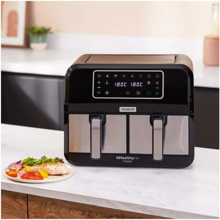 Fritëz me ajër Kenwood HFM20.000MB Twin 2x4L 8L total, dual-zone, e zezë/argjend