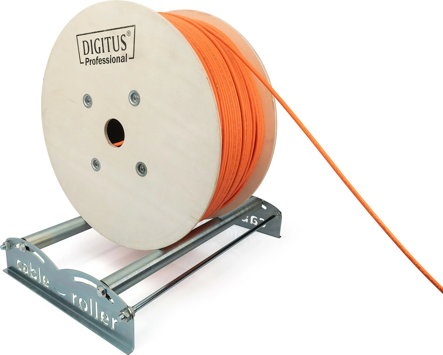 Rrotullues bobine kabllosh Digitus, 600x400x100 mm, max 150 kg, për diametër 102-600 mm, çelik i galvanizuar