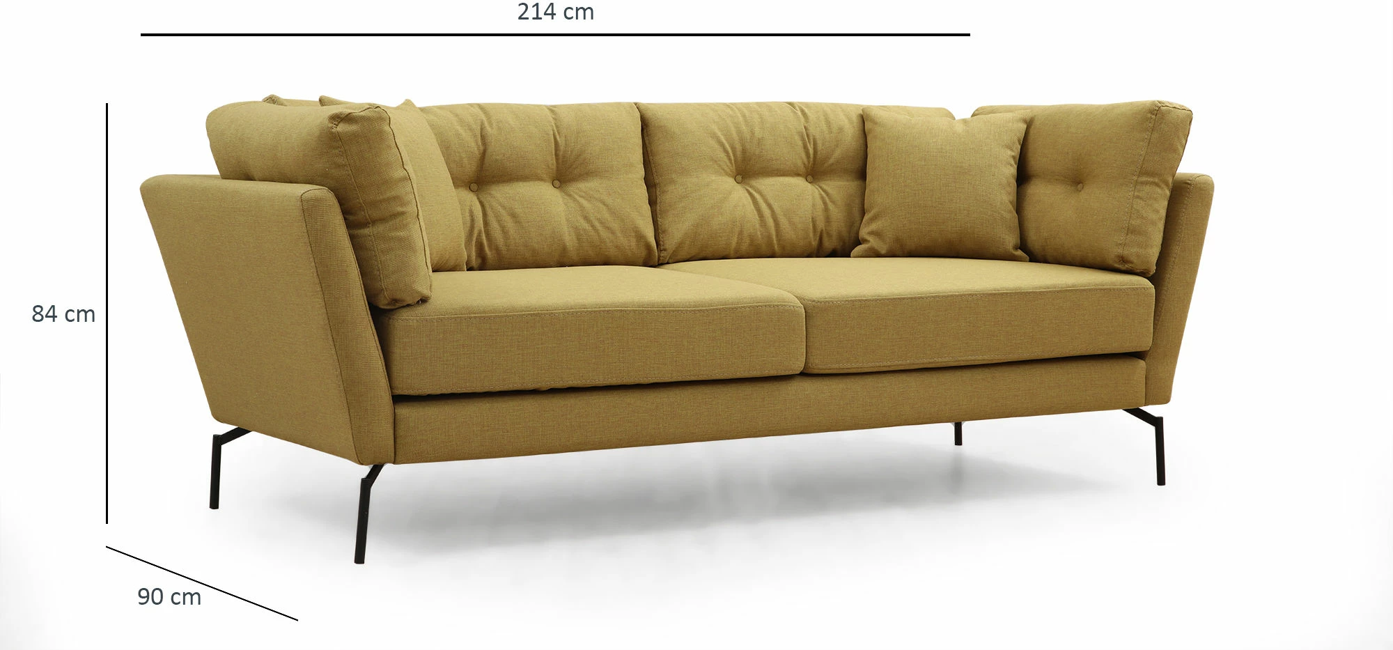 Divan treshe Atelier del Sofa, ngjyrë e verdhë-jeshile, Mapa
