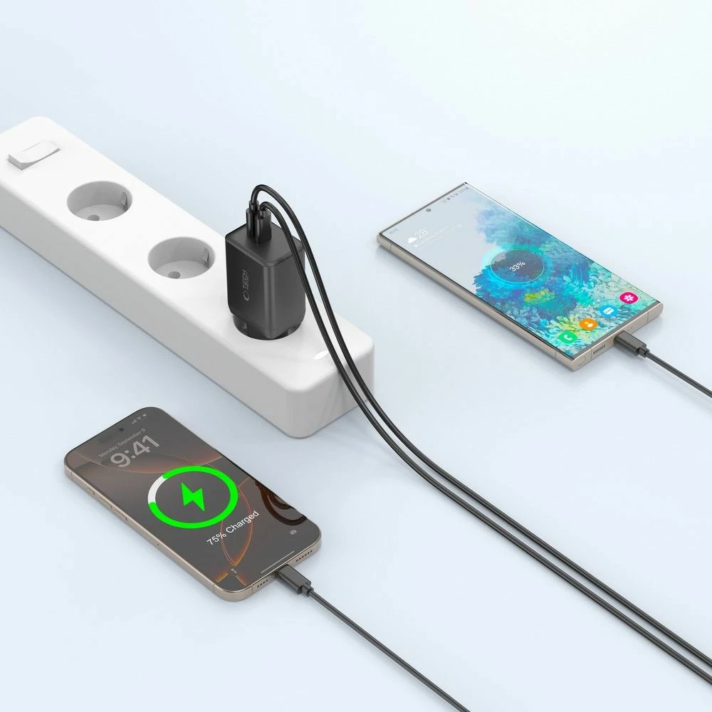 Karikues muri Tech-Protect NC45W-GAN me 2 porta USB-C, 45W, i zi
