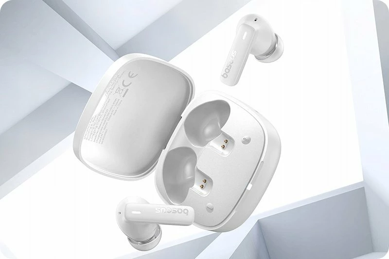 Kufje wireless Baseus Bowie E19 TWS in-ear, Bluetooth 5.3, 33 orë, IPX5, USB‑C, të bardha