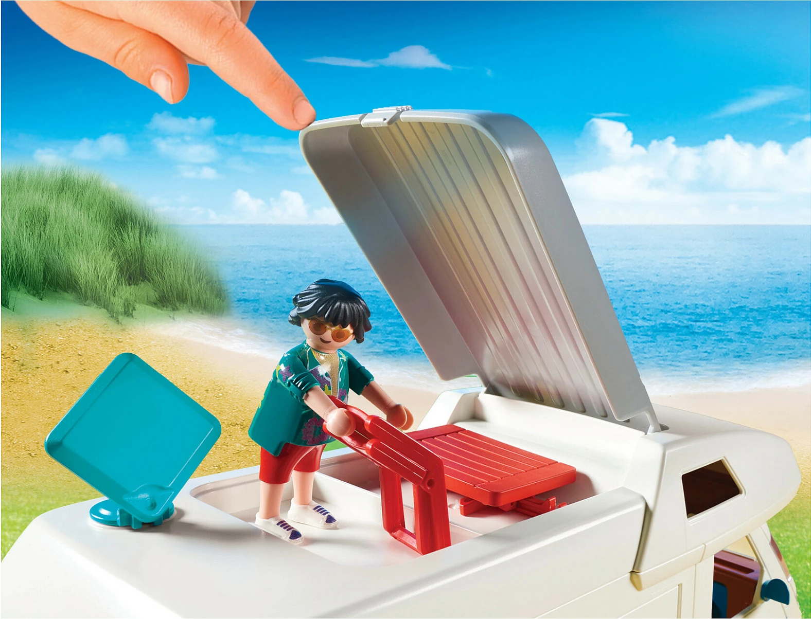 Set lodër Playmobil Family Fun 70088 Wohnmobil familjar, 58 pjesë, 4+, bardhë/tyrkiz