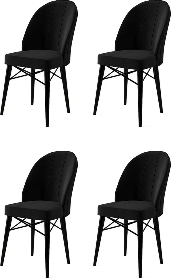 Set karrigesh (4 copë), Hanah Home, Ritim, ngjyrë e zezë