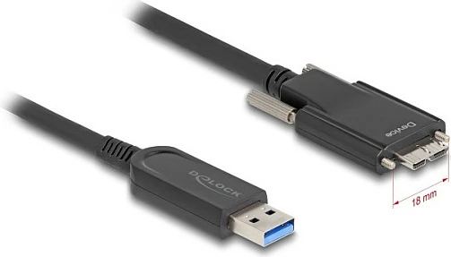 Kabllo USB aktive optike DeLOCK USB-A në Micro-USB B, 15 m, 10 Gbps, me vida, e zezë