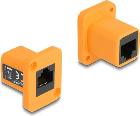 Modul RJ45 DeLOCK D-Type, femër-femër, montim në panel, portokalli