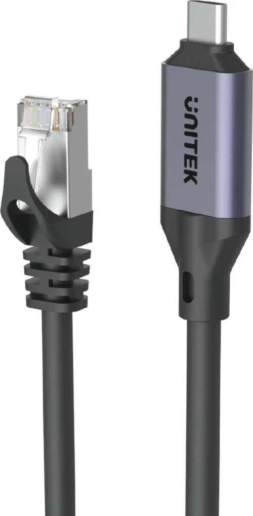 Kabllo Ethernet Unitek USB-C RJ-45 LAN, 3m, ngjyrë zezë-argjendtë