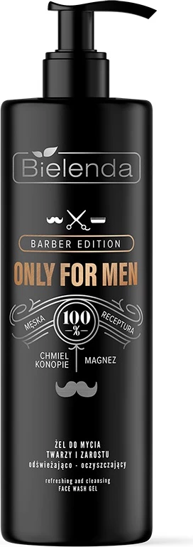 Xhel pastrues për fytyrë dhe mjekër Bielenda Only For Men Barber Edition për meshkuj, 190ml