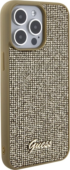 Mbështjellës Guess Disco Metal Script për iPhone 15 Pro Max, ari