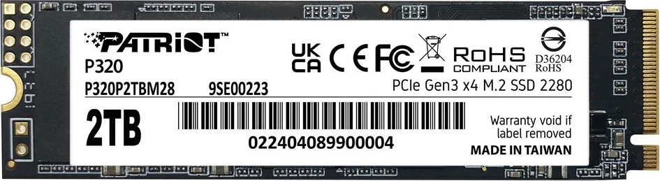 SSD Patriot Memory P320, 2 TB, M.2, PCI Express 3.0, NVMe