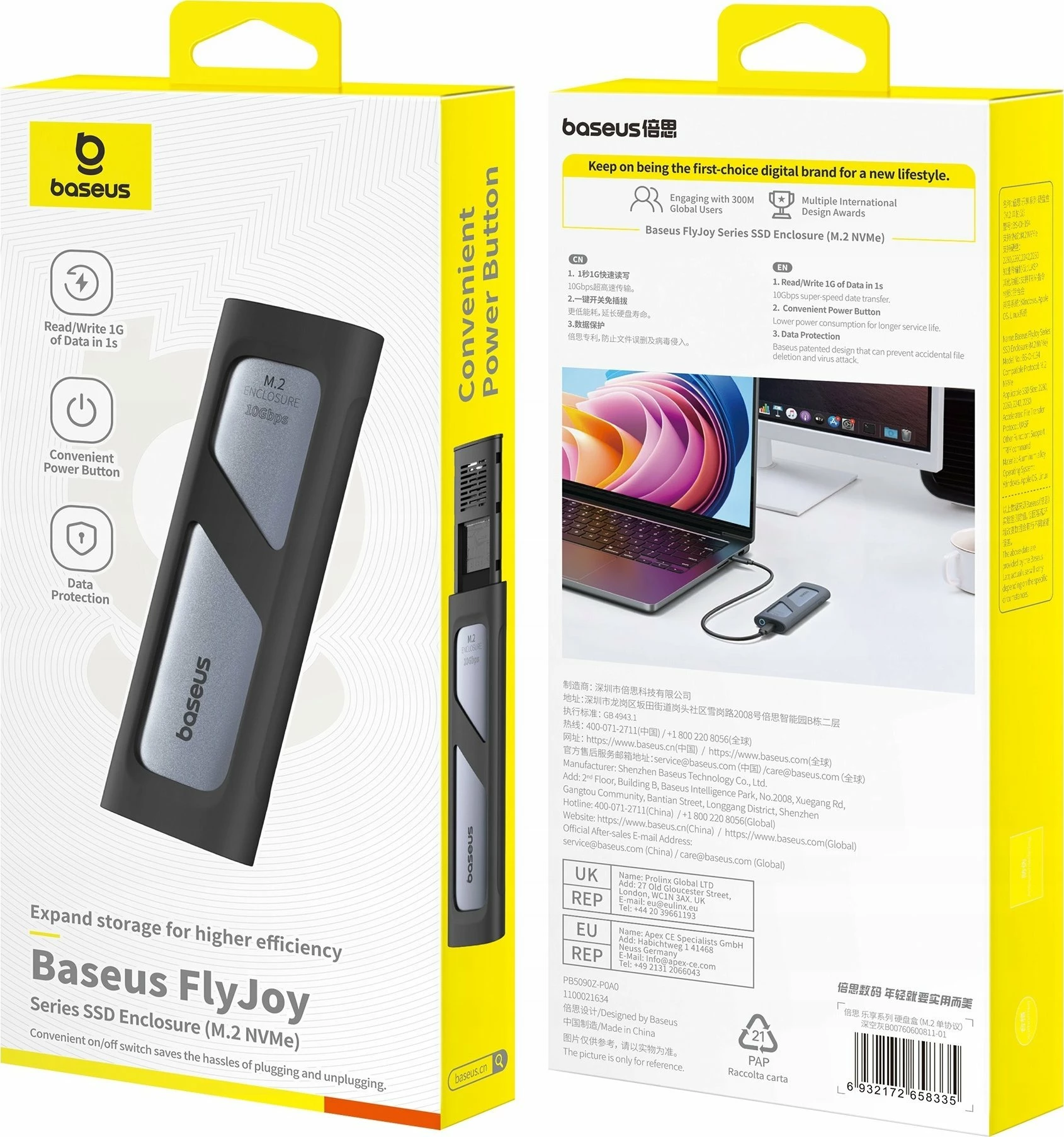 Kasë SSD Baseus FlyJoy BS-OH194 M.2 NVMe USB4, gri
