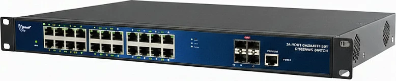Switch ALLNET ALL-SG8628PMJ-10G, 24x GbE PoE, 4x SFP+ 10G, 370W, 19", blu