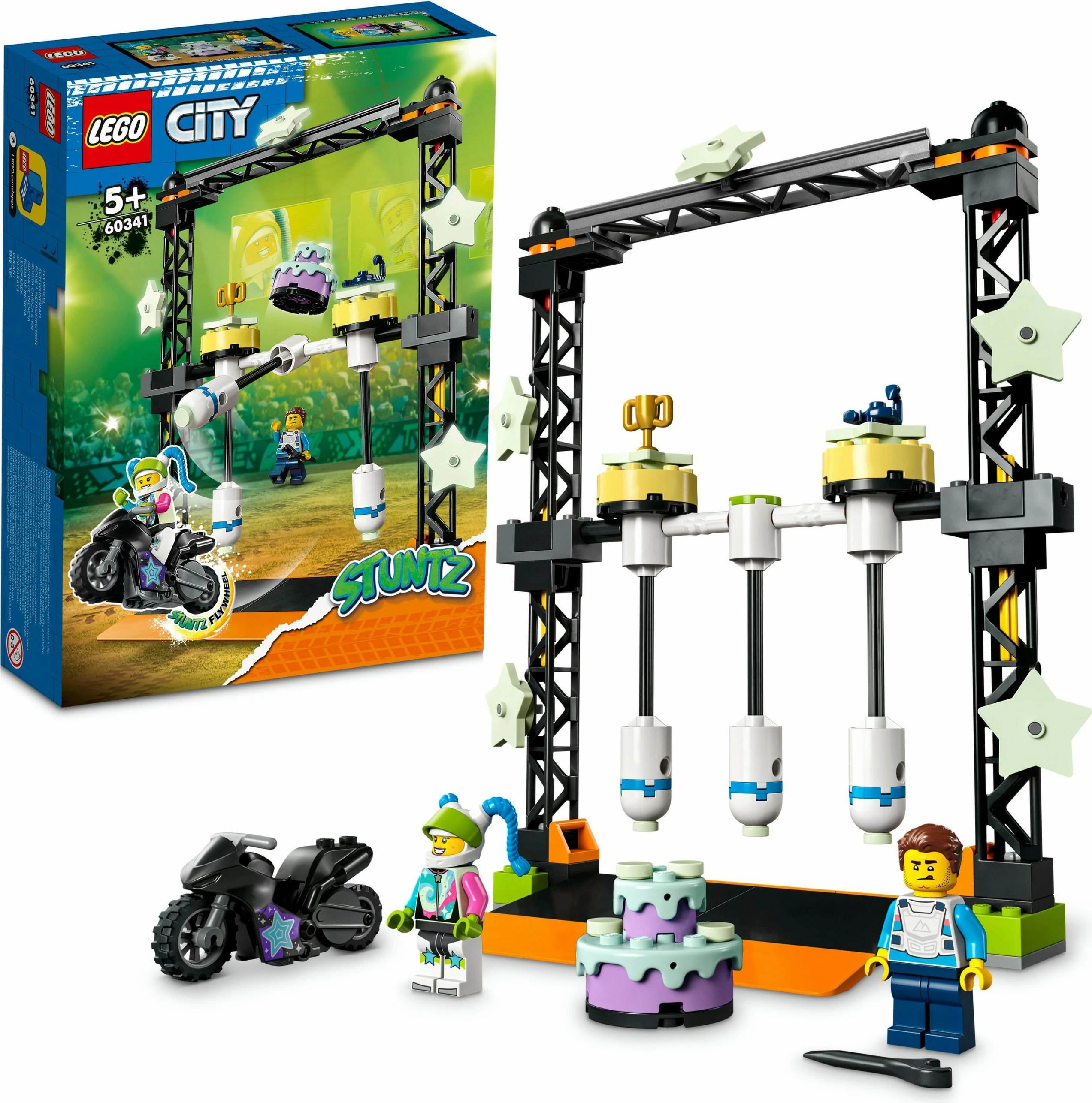 Set ndërtimi LEGO City The Knockdown Stunt Challenge, 117 pjesë, plastikë, shumëngjyrësh