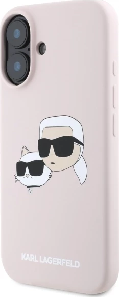 Mbështjellës Karl Lagerfeld Silicone Case Heads Print MagSafe për iPhone 16, Rozë