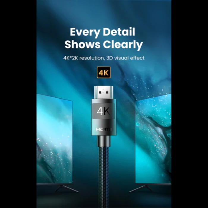 Kabllo HDMI UGREEN 40102, HDMI 2.0, 4K@60Hz, 18 Gbps, 3 m, e zezë