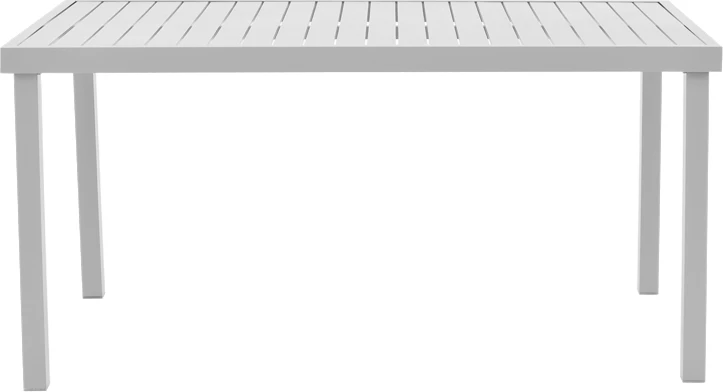 Tavolinë me 6 karrige Kliton-Raven set prej 7 copash alumini ngjyrë e bardhë 150x80x74cm