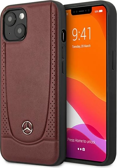 Mbështjellës Mercedes Urban Line për iPhone 13 mini, hardcase, lëkurë natyrale, e kuqe
