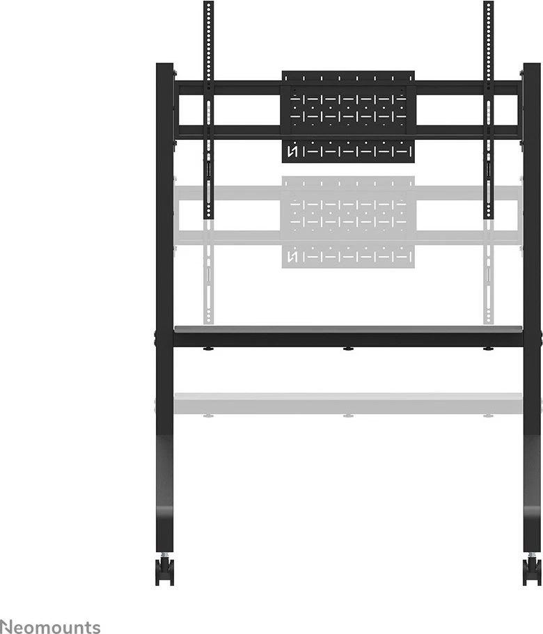 Karrocë multimediale Neomounts FL50-525BL1, për TV 55-86", rregullim lartësie, raft, ngjyrë e zezë