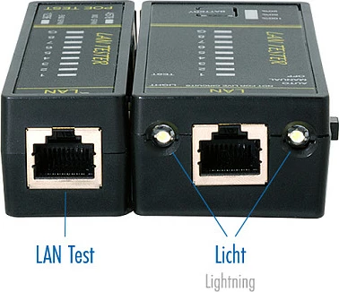 Testues kablloje rrjeti LogiLink LANtest & PoE Finder, RJ45, me magnet dhe dritë, i zi