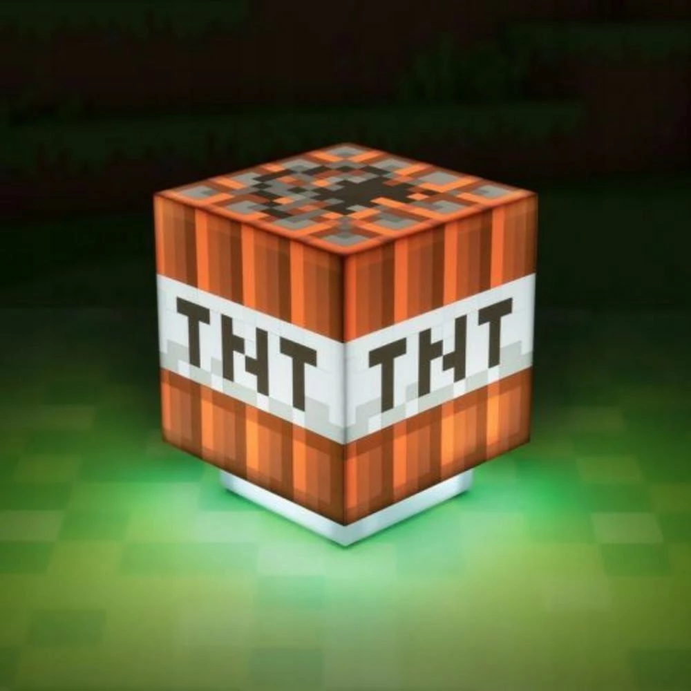 Lampë tavoline Minecraft 4714, 11 x 9 cm, me tingull TNT, 3xAAA (pa bateri), në kuti dekorative, e kuqe