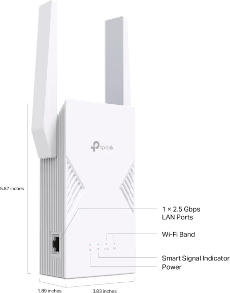 Përforcues sinjali Wi‑Fi TP-LINK RE235BE BE3600 Wi‑Fi 7, Dual-Band, 2.5GbE, i bardhë