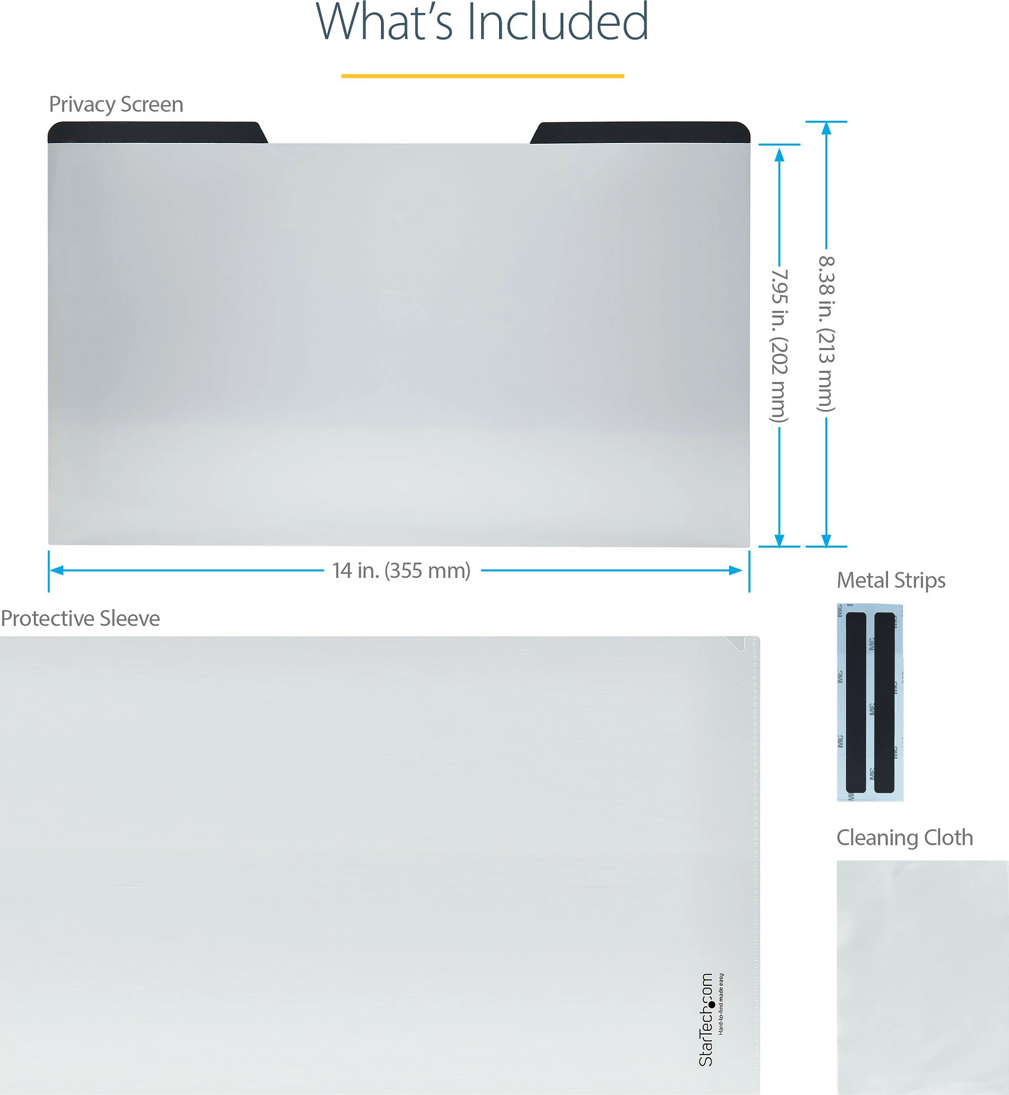 Filtër privatësie për laptop StarTech PRIVSCNLT15, 15.6", 16:9, magnetik, anti-shkëlqim, reduktim drite blu, i zi