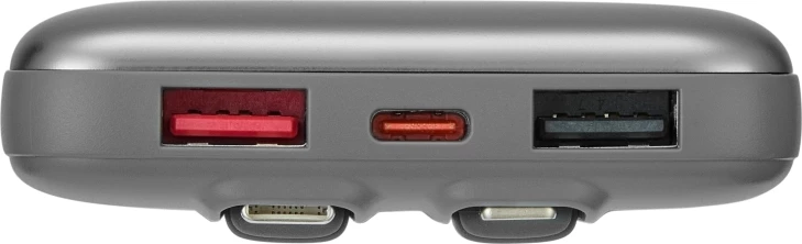 Power bank RIVACASE VA2611 10,000 mAh 30W, LCD, kabllo Type-C + Lightning, gri