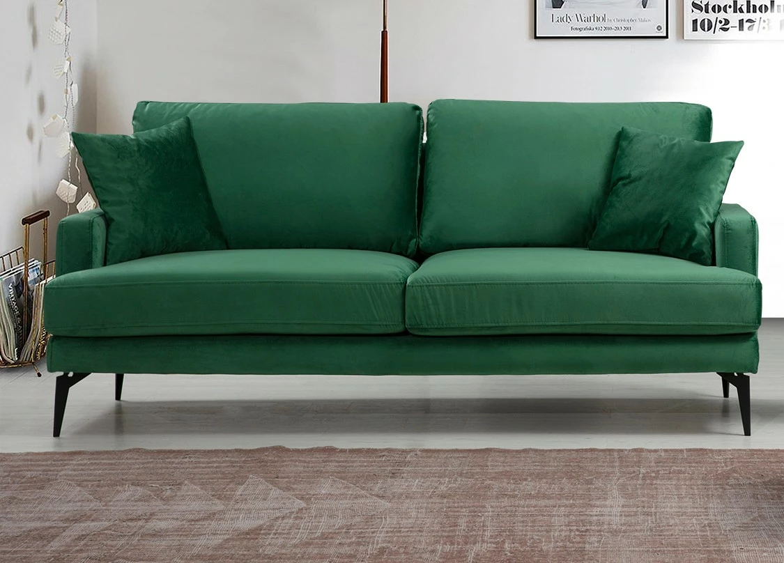 Divan dy ulëshe, ngjyrë e gjelbër, Papira 2 Seater