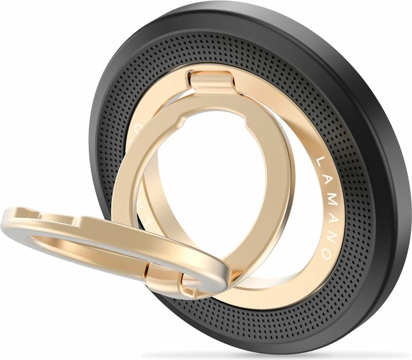 Mbajtës magnetik MagSafe për celular Tech-Protect MMR700 Lamano, rrotullim 360°, unazë me funksion stand, zi/ari, 1 copë