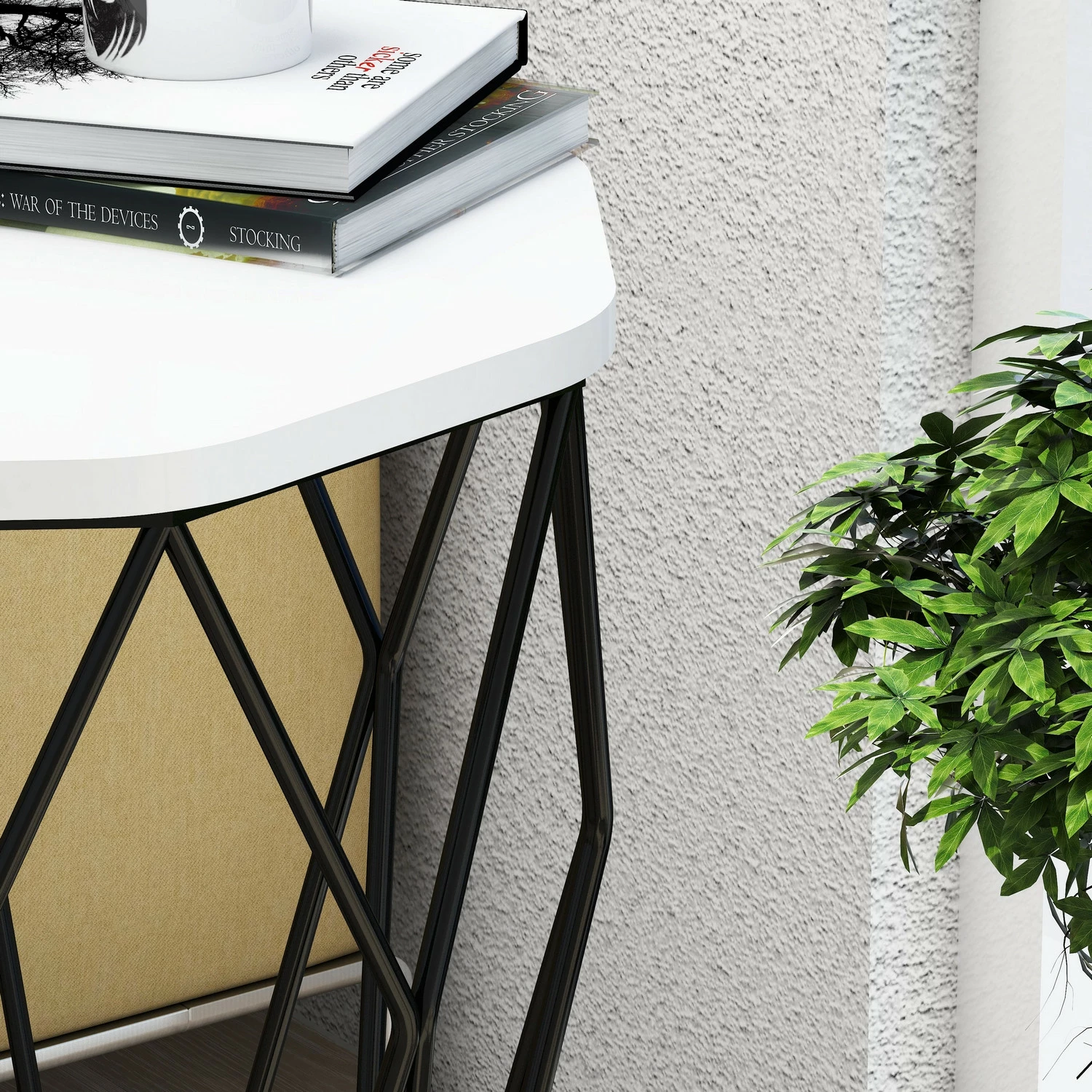 Tavolinë anësore Sofya, Skye Decor, e bardhë