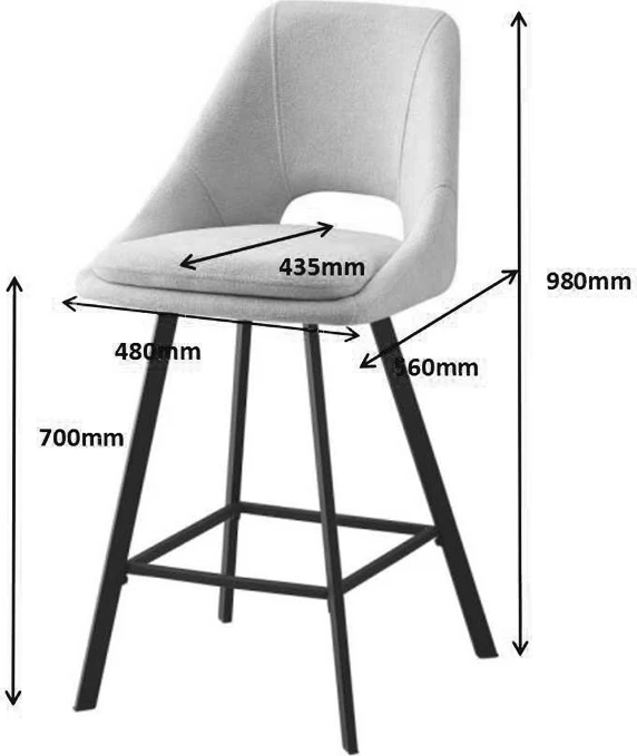 Karrige për bar Initiate, krem, pëlhurë teddy, këmbë metalike të zeza, 48x56x98cm