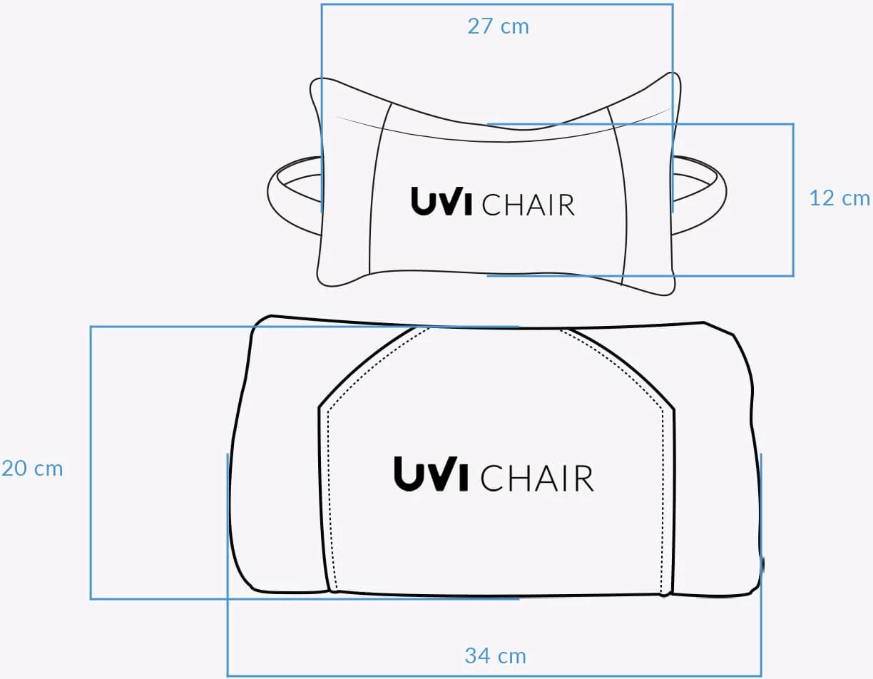 Set jastëkësh për karrige, UVI UVI Chair, jastëk koke 27×12 cm + jastëk mesi 34×20 cm, i zi, 2 copë