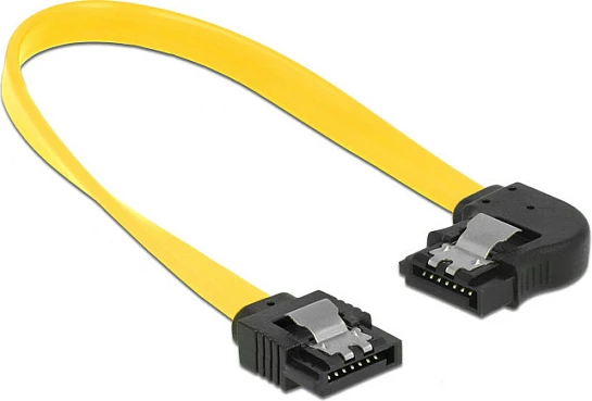 Kabllo SATA DeLOCK 83958, 20 cm, 7-pin në 7-pin, 6 Gb/s, këndore majtas, verdhë/zezë